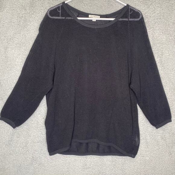 Standard James Perse womens 3 Large black pullover eyelet lightweight stretch - Picture 1 of 9